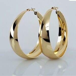 14K Gold Chunky Hoop Earrings 2”